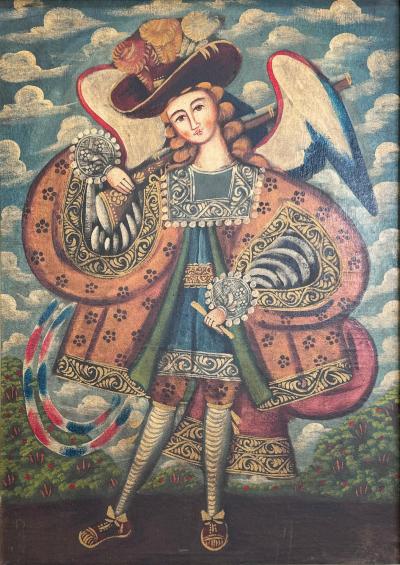  Cuzco School 19th Century Cuzco School Oil On Canvas Archangel Raphael