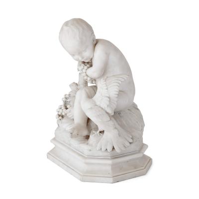  D Angelis A 19th century marble putto sculpture signed DAngelis