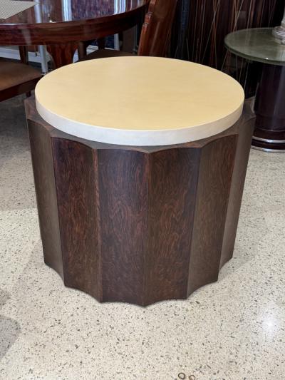  D I M DIM Decoration Interieur Moderne French Art Deco goatskin and wood side table with drawer and shelves