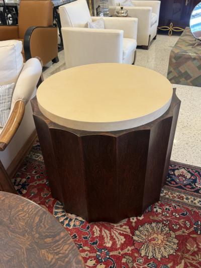  D I M DIM Decoration Interieur Moderne French Art Deco goatskin and wood side table with drawer and shelves