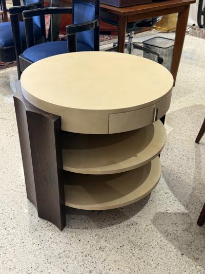  D I M DIM Decoration Interieur Moderne French Art Deco goatskin and wood side table with drawer and shelves