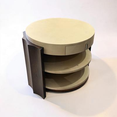  D I M DIM Decoration Interieur Moderne French Art Deco goatskin and wood side table with drawer and shelves