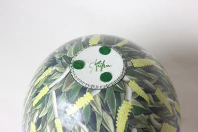  D LANGFORD K HN Porcelain Vase Decorated with Poker Flowers by D Langford K hn 1989 USA