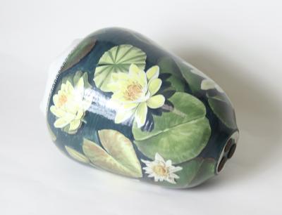  D LANGFORD K HN Porcelain Vase Decorated with Water Lilies by D Langford K hn 1989 USA