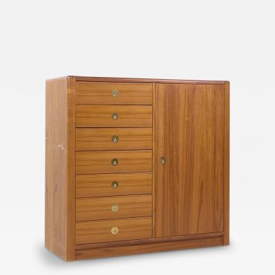  D Scan D Scan D Scan Captain Line MCM Danish Teak and Brass Highboy Gentlemans Chest Dresser