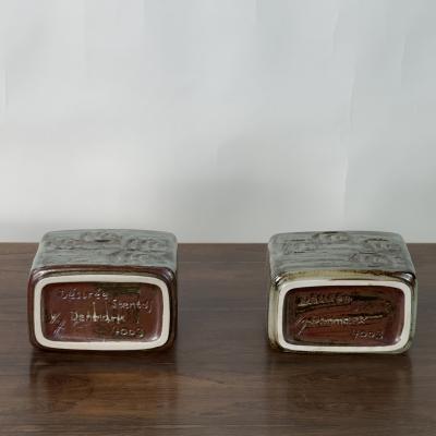  D sir e Stent j Pair of Small Glazed Ceramic Vases by D sir e Stent j