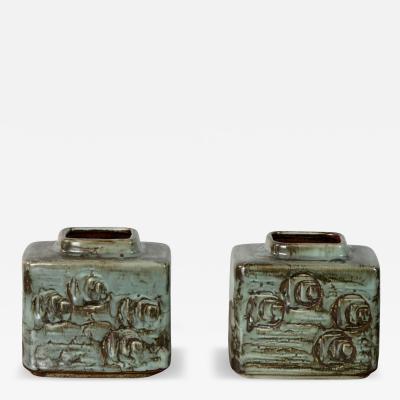  D sir e Stent j Pair of Small Glazed Ceramic Vases by D sir e Stent j