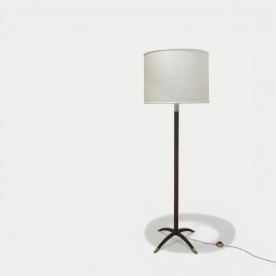  DOMINIQUE PARIS Dominique Lacquer and Parchment Floor Lamp circa 1950