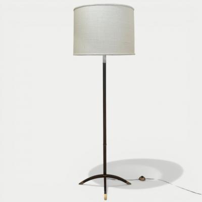  DOMINIQUE PARIS Dominique Lacquer and Parchment Floor Lamp circa 1950