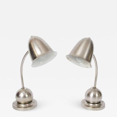  Daalderop KDM Royal Holland Modernist Pair of Table Lamps Nickel by Daalderop 1930s