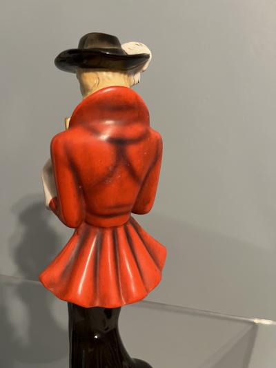  Daido MORIYAMA ART DECO CERAMIC WOMAN WITH RIDING CROP FIGURE IN THE STYLE OF GOLDSCHEIDER