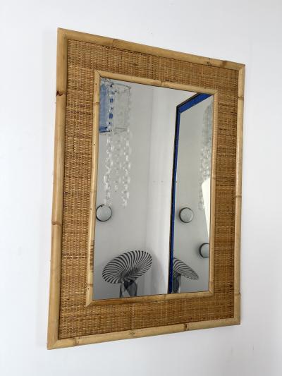  Dal Vera Bamboo Rattan Mirror by Dal Vera Italy 1970s