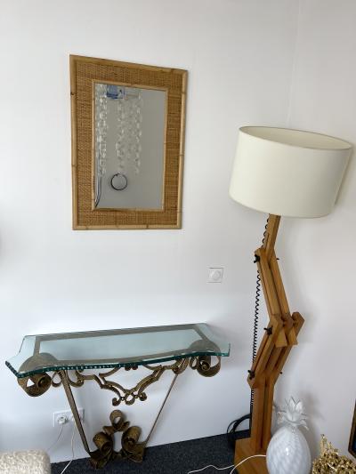  Dal Vera Bamboo Rattan Mirror by Dal Vera Italy 1970s