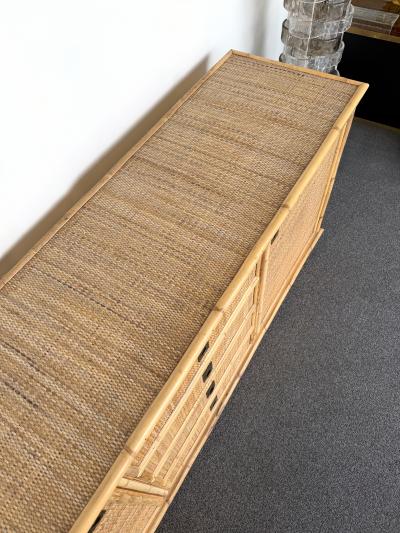  Dal Vera Bamboo Rattan and Brass Sideboard by Dal Vera Italy 1970s