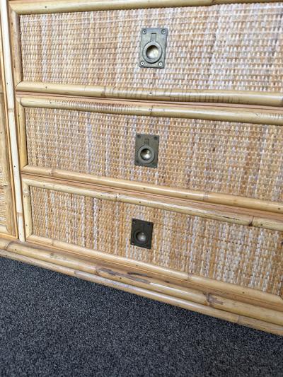  Dal Vera Bamboo Rattan and Brass Sideboard by Dal Vera Italy 1970s