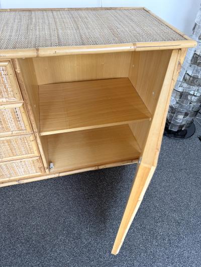  Dal Vera Bamboo Rattan and Brass Sideboard by Dal Vera Italy 1970s