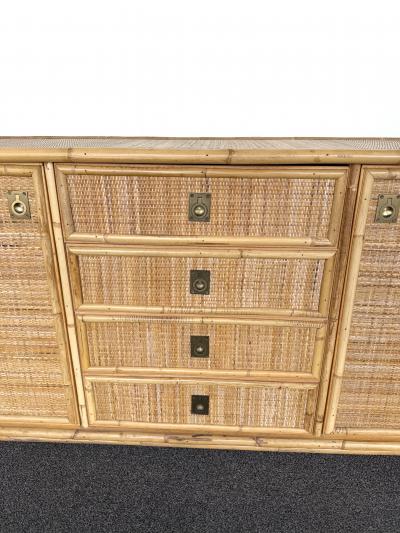  Dal Vera Bamboo Rattan and Brass Sideboard by Dal Vera Italy 1970s