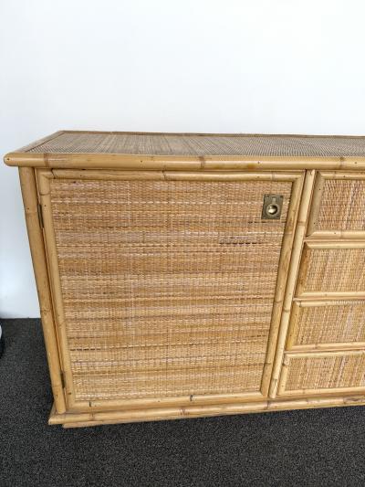  Dal Vera Bamboo Rattan and Brass Sideboard by Dal Vera Italy 1970s