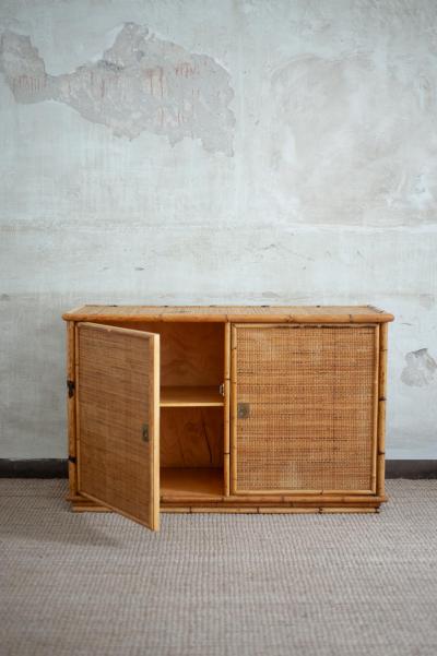  Dal Vera Bamboo and Rush Fabric Sideboard by Dal Vera 1970s