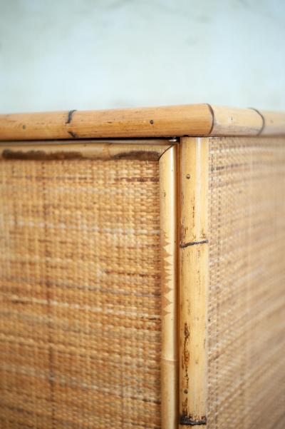  Dal Vera Bamboo and Rush Fabric Sideboard by Dal Vera 1970s