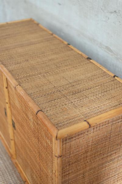  Dal Vera Bamboo and Rush Fabric Sideboard by Dal Vera 1970s