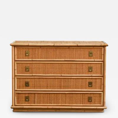  Dal Vera Chest of drawers in bamboo and cane with brass details Prod Dal Vera 1970