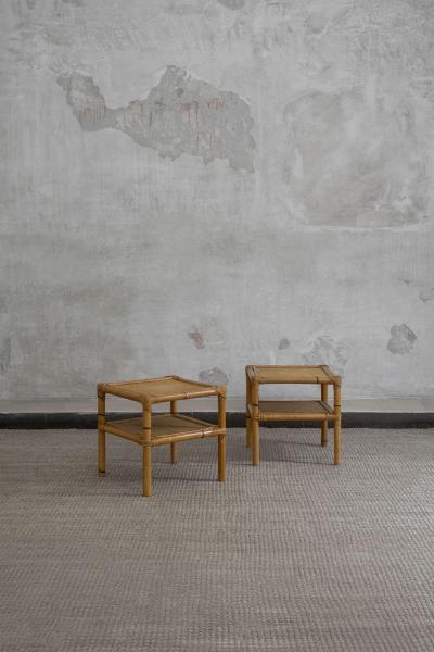  Dal Vera Pair of Rattan Bedside Tables By Dal Vera 1970s