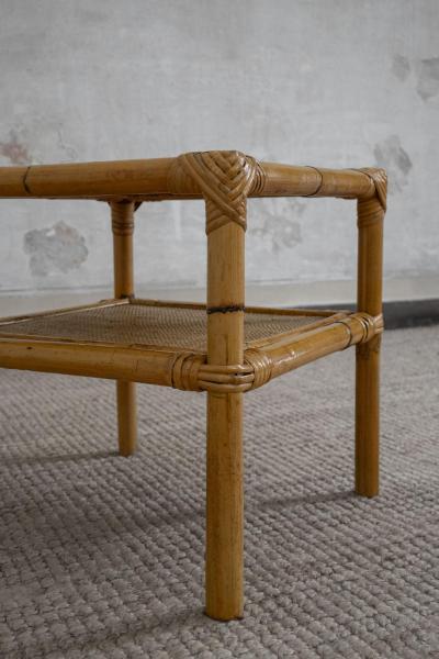  Dal Vera Pair of Rattan Bedside Tables By Dal Vera 1970s