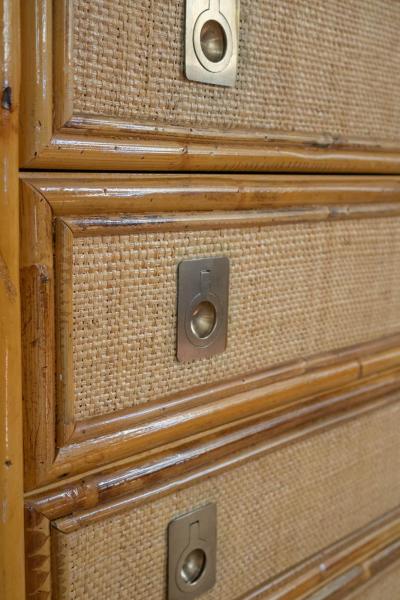  Dal Vera Rattan and Brass Chest of Drawers By Dal Vera 1970s