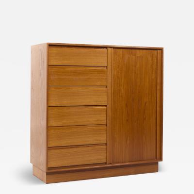  Danflex Danflex Mid Century Danish Teak Tambour Door Armoire Highboy Dresser