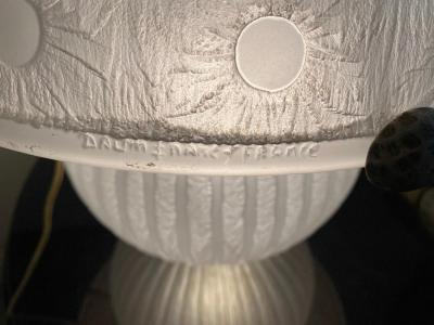  Daum Acid Etched Glass and Wrought Iron Table Lamp