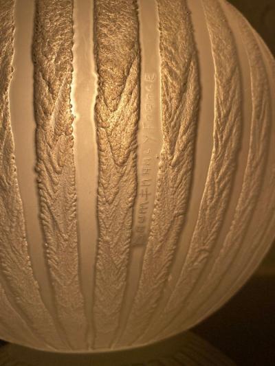  Daum Acid Etched Glass and Wrought Iron Table Lamp