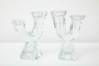  Daum Daum Modernist Crystal Candlesticks