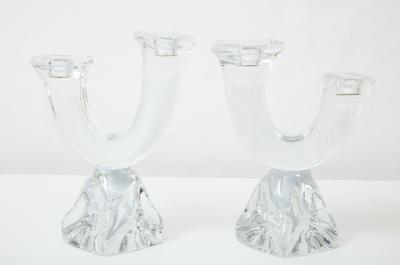  Daum Daum Modernist Crystal Candlesticks