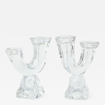  Daum Daum Modernist Crystal Candlesticks