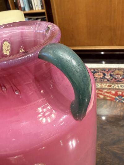  Daum Daum Nancy Art Deco Pink Glass Vase by Daum French Art Glass Gold Accents 1925