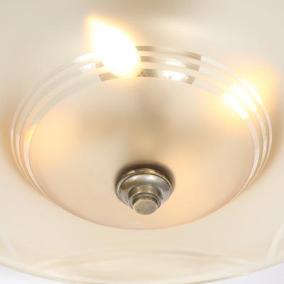  Daum Daum Nancy Art Deco Signed Daum Frosted Rose Hue Saucer Form Pendant Chandelier