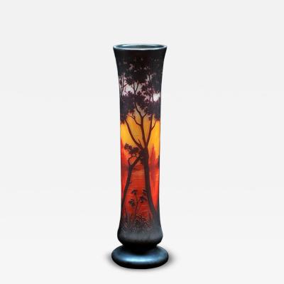  Daum Daum Nancy Daum Nancy Cameo Glass Footed Scenic Vase