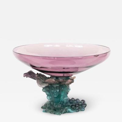  Daum Daum Nancy French Daum Bacchus Large Green Amethyst Vase Centerpiece p t de verre