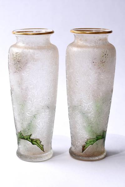  Daum Daum Nancy PAIR FRENCH CAMEO VASES THISTLE DAUM NANCY FRANCE C A 1895 1925