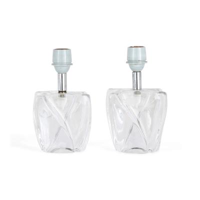  Daum Daum Nancy Pair of French mid century crystal table lamps by Daum