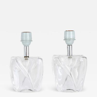  Daum Daum Nancy Pair of French mid century crystal table lamps by Daum