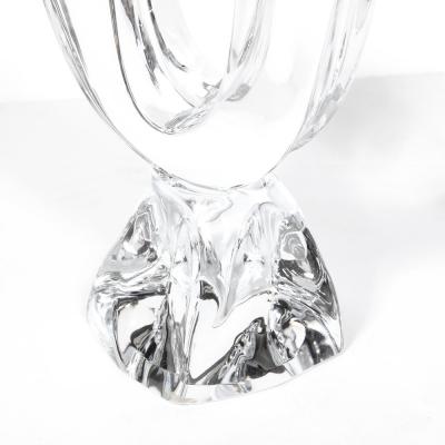  Daum Daum Nancy Pair of Mid Century Modernist Sculptural Crystal Candelabras signed Daum
