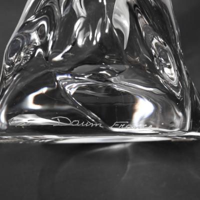  Daum Daum Nancy Pair of Mid Century Modernist Sculptural Crystal Candelabras signed Daum