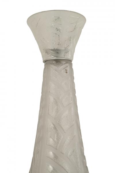  Daum French Art Deco Frosted Acid Etched Glass Lantern