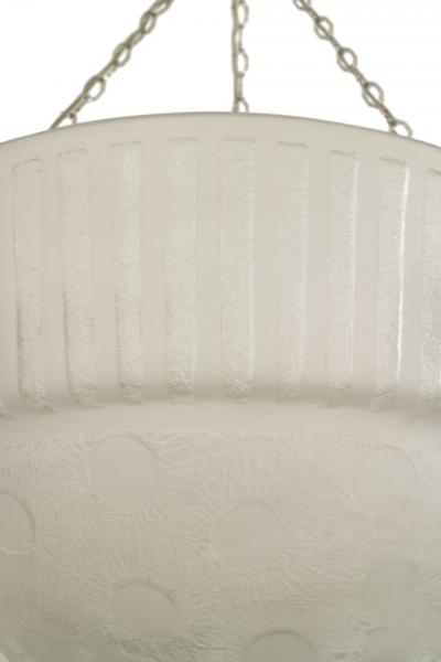  Daum French Art Deco Frosted Large Bowl Form Chandelier