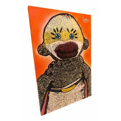  Dave Wilcox Modern California Oil Painting of a Sock Monkey by Dave Wilcox