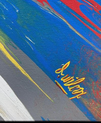  Dave Wilcox Original Spin Art Painting of Calder Schmalder II by Listed California Artist