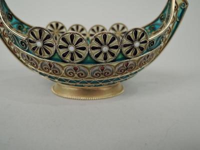  David Andersen David Andersen Plique Jour Viking Dragonhead Longboat Bowl