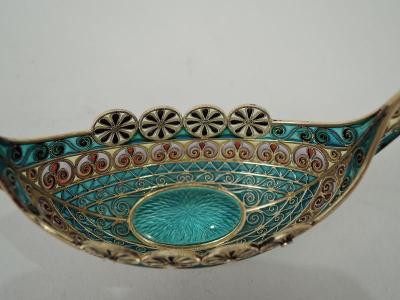  David Andersen David Andersen Plique Jour Viking Dragonhead Longboat Bowl